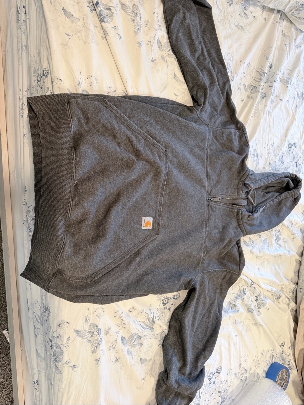 Carhartt Men’s Charcoal Gray Half-Zip Hooded Work Pullover